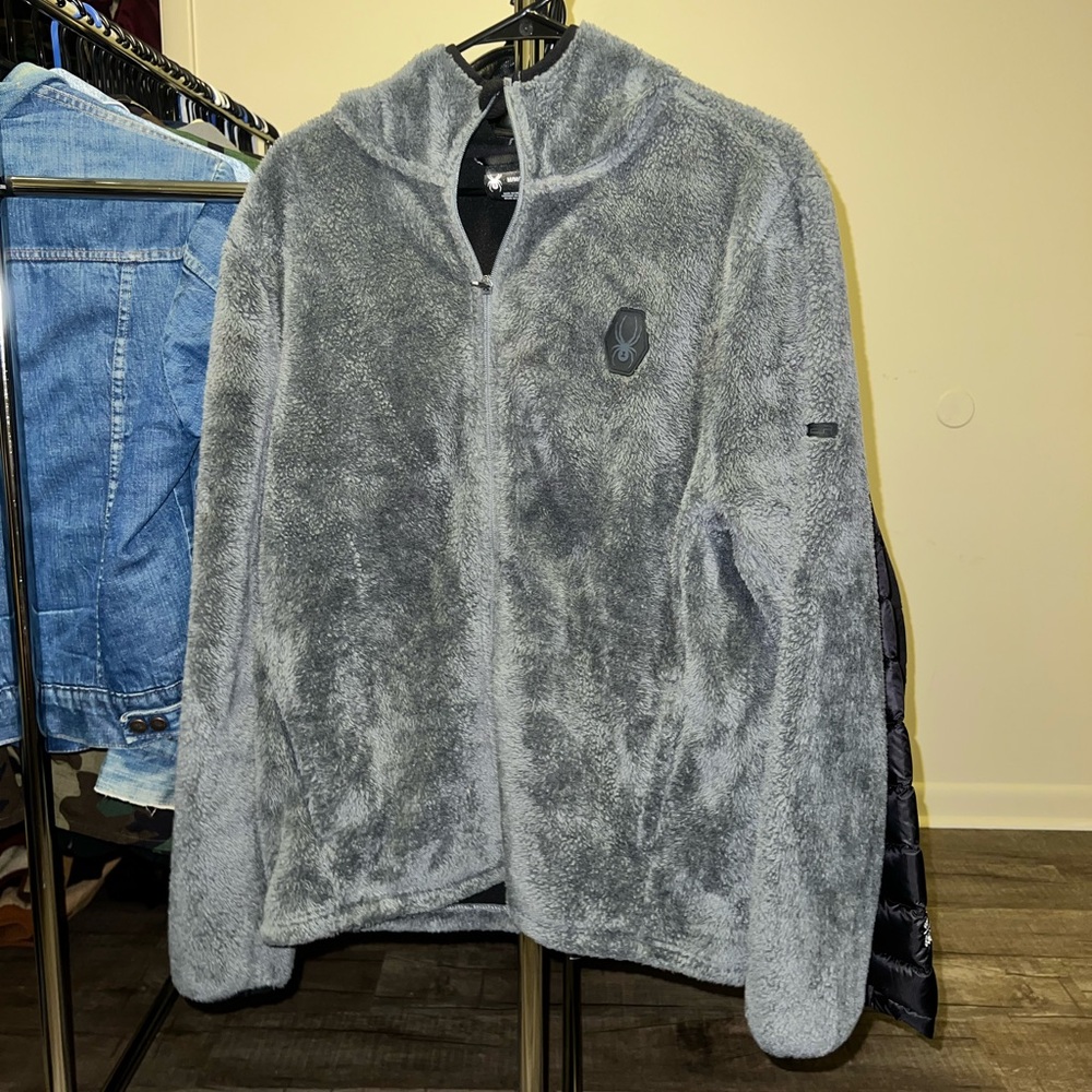 Spyder fleece hooded zip up jacket size medium